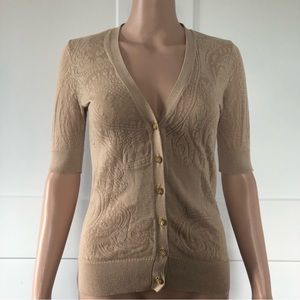 New York Company Beige Nude Short Sleeves Lace Lightweight Cardigan XS